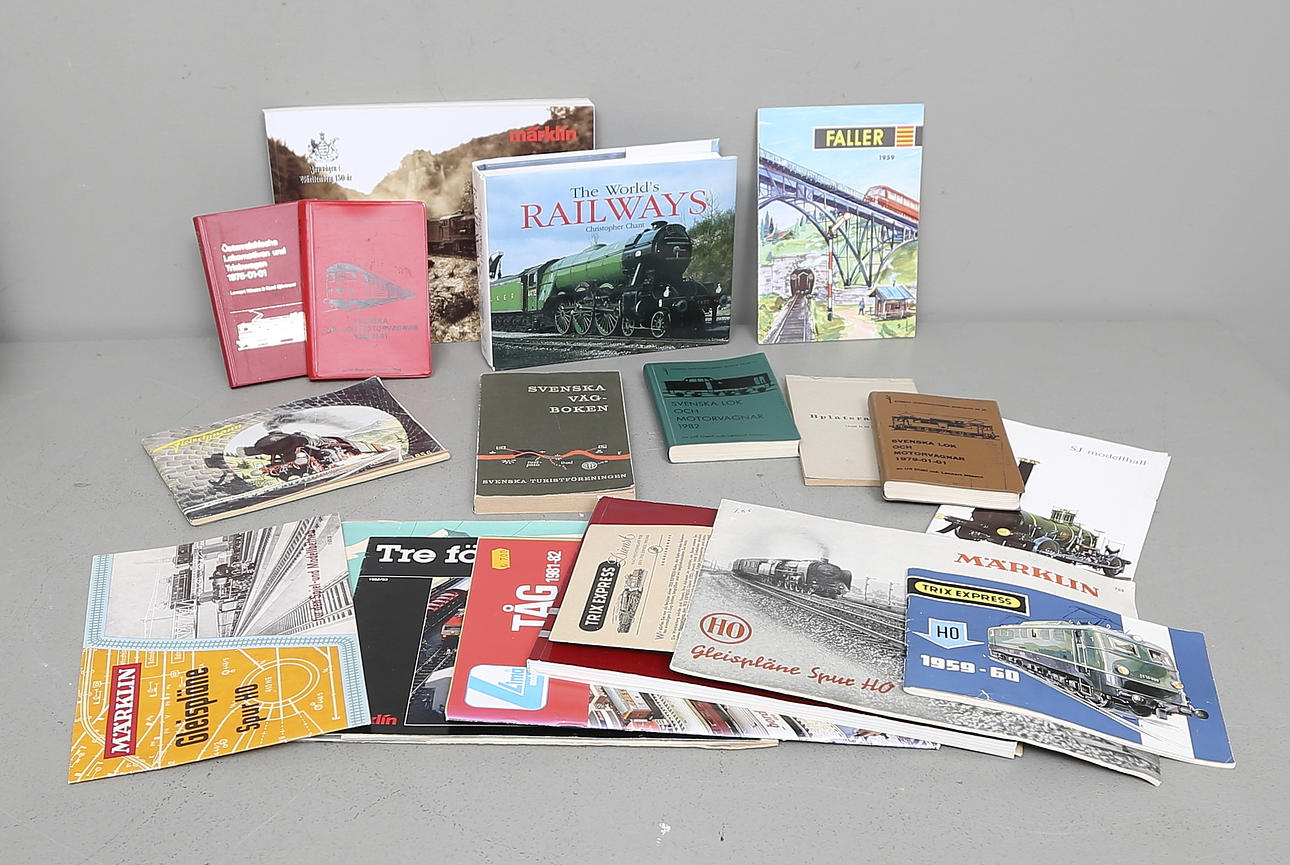 BROSCHYRER och BÖCKER, tåg, bland annat Faller, Märklin.