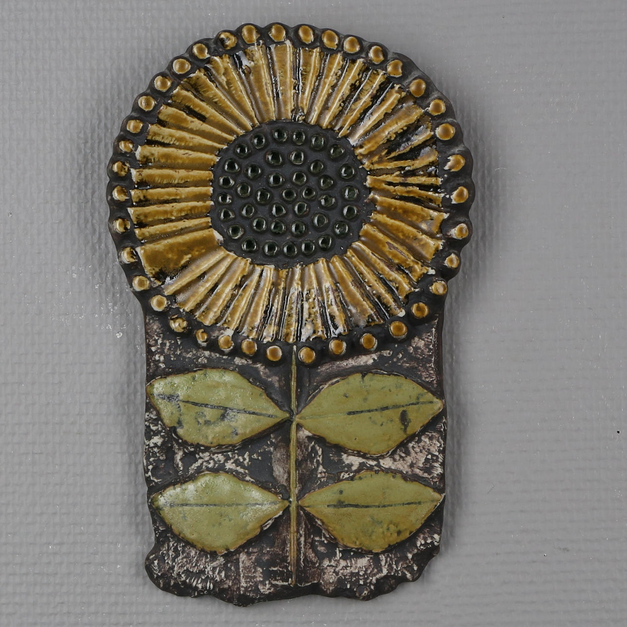 VÄGGPLAKETT, solros, stengods, Lisa Larson, Gustavsberg.