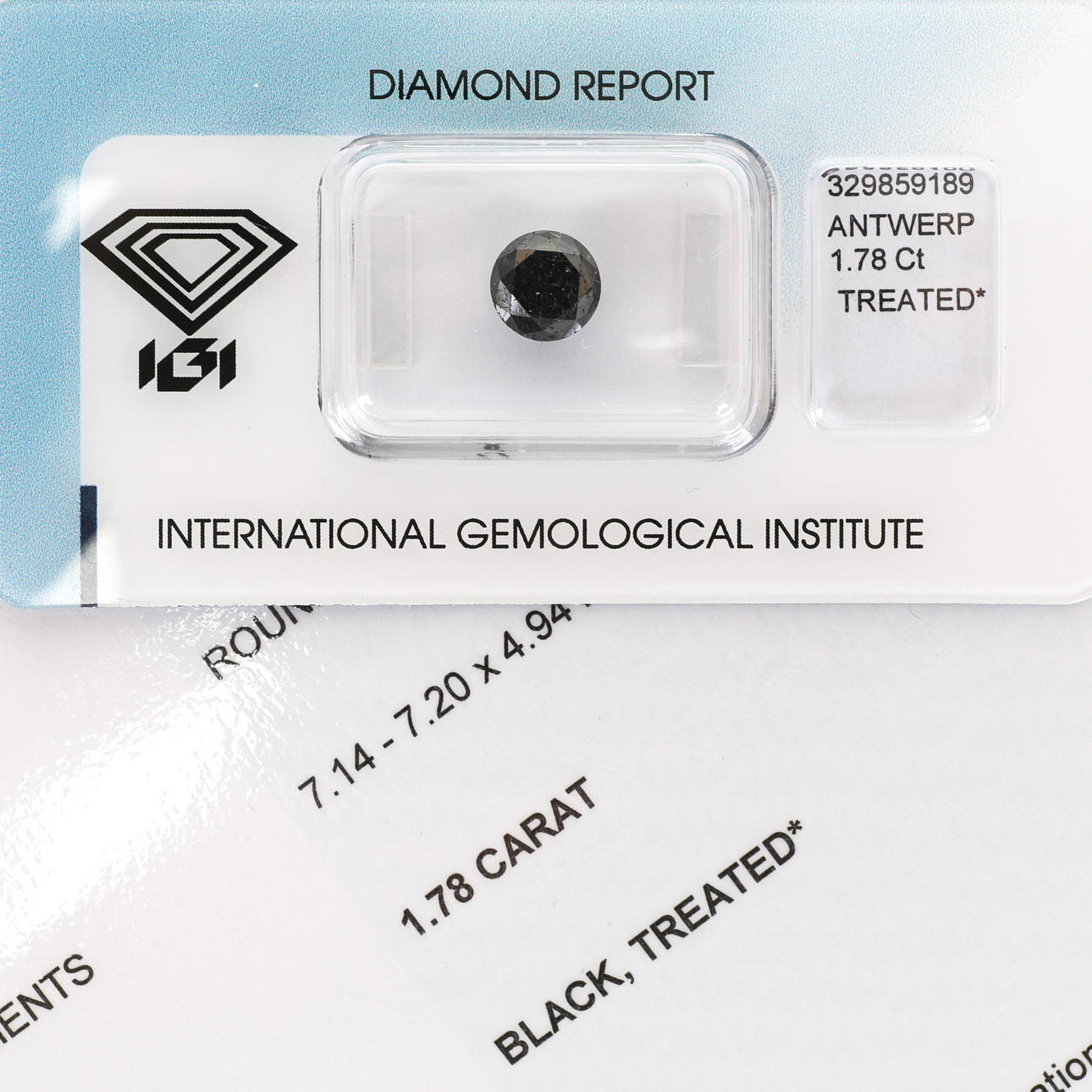 DIAMANTE, 1,76 ct, negro, certificado IGI.