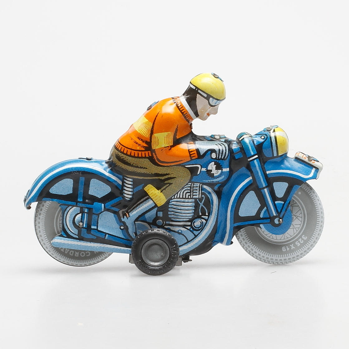 MOTORCYKEL, litograferad plåt, 1960-tal.