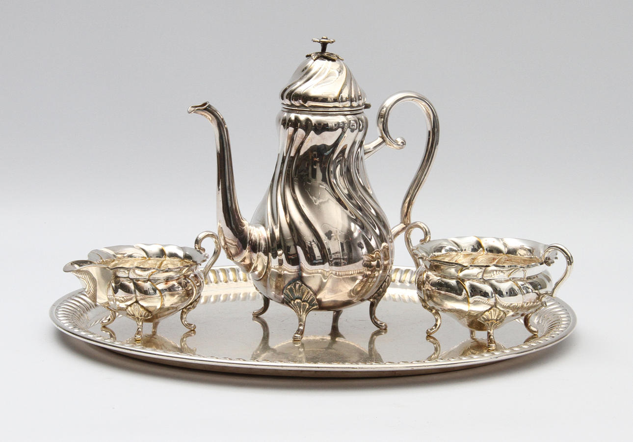 KAFFESERVIS, 4 delar, nysilver.