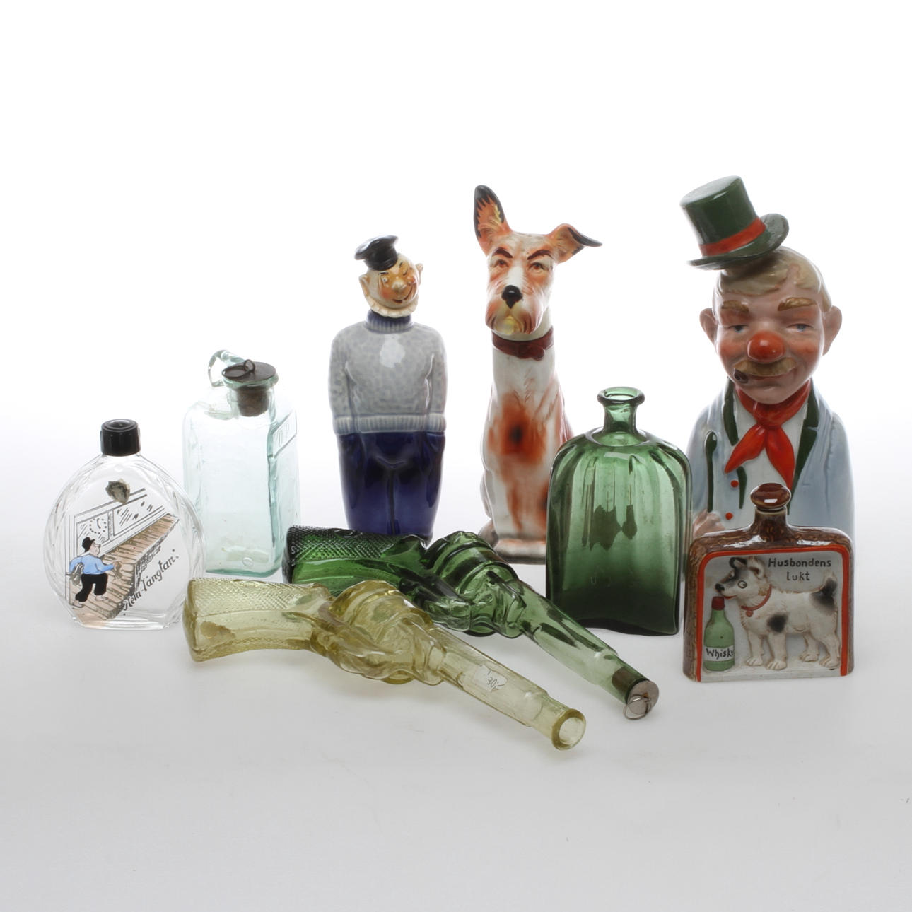 PLUNTOR, 9 delar, glas och keramik, 1800/1900-tal.