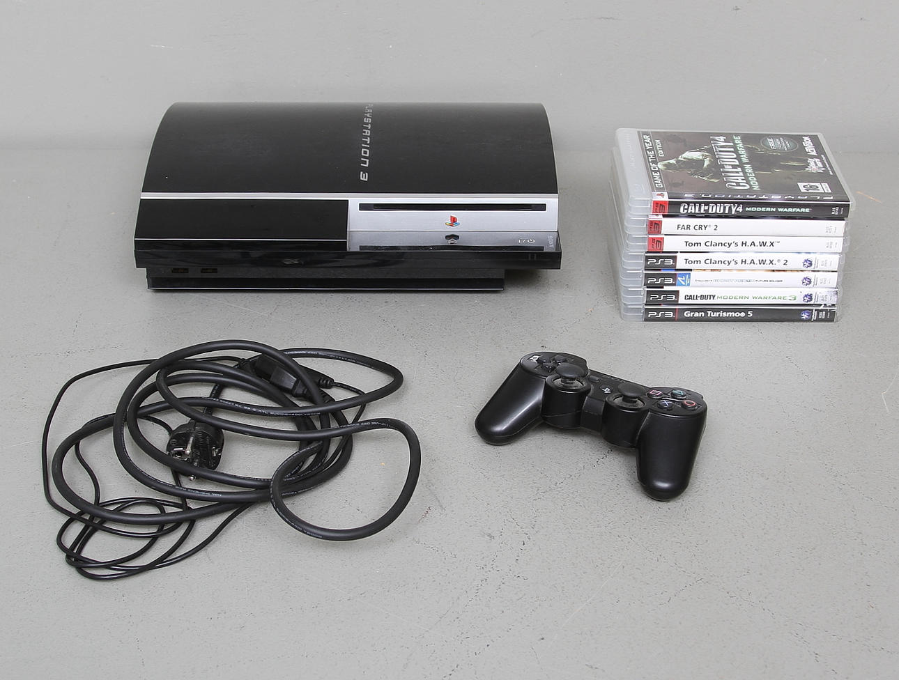 SPELKONSOL, 1 handkontroll, 7 spel, Playstation 3.