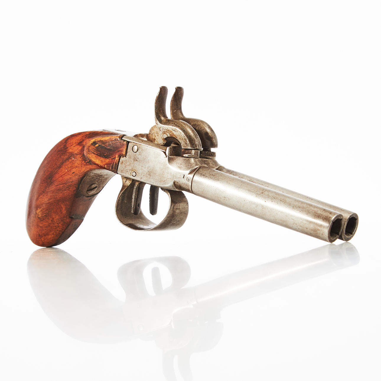 BLOCK PISTOL, Belgian, double barrel, 19th century.