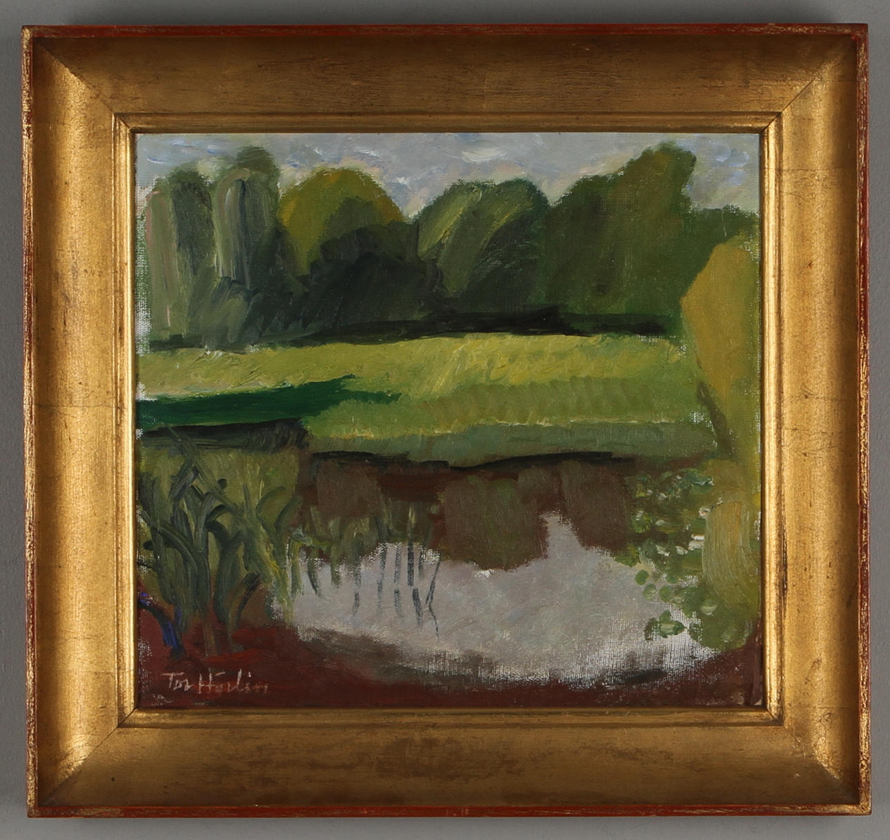 TOR HÖRLIN. Tjärn, olja på pannå, signerad.