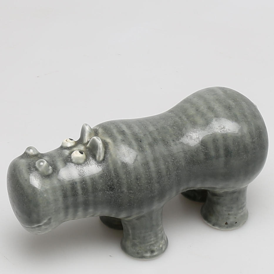 FIGURIN i stengods, flodhäst, Lisa Larson, Gustavsberg.