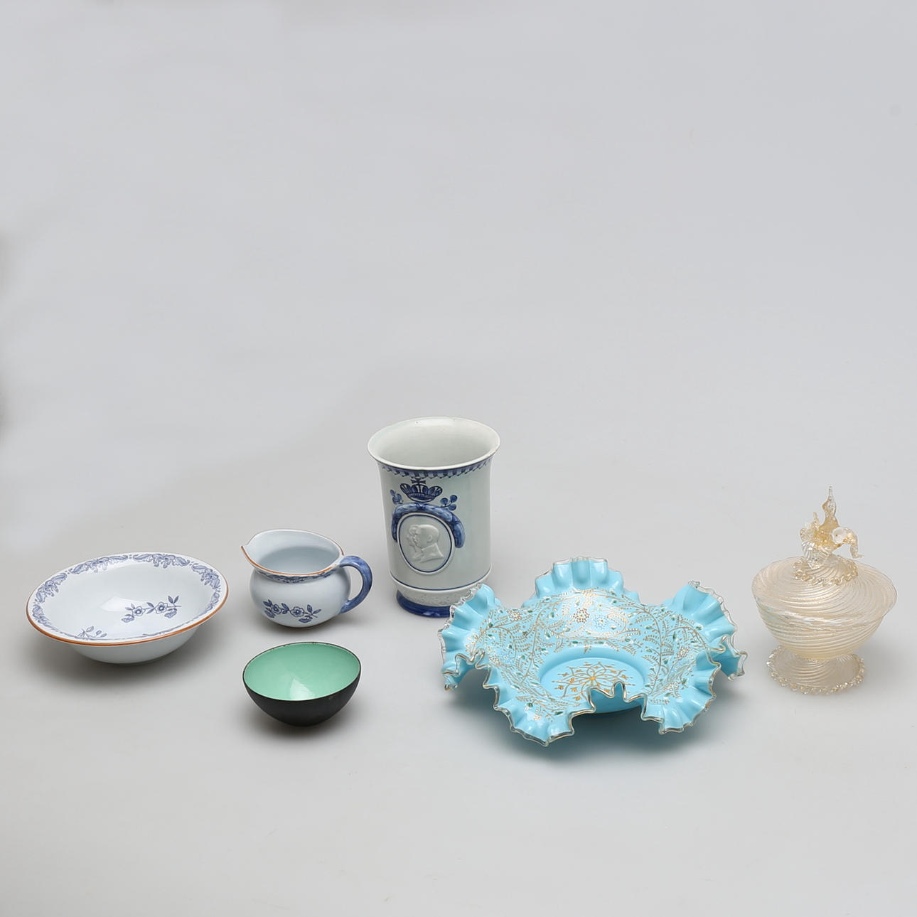 PARTI PORSLIN och glas, 6 delar, bl a Ostindia, Rörstrand.