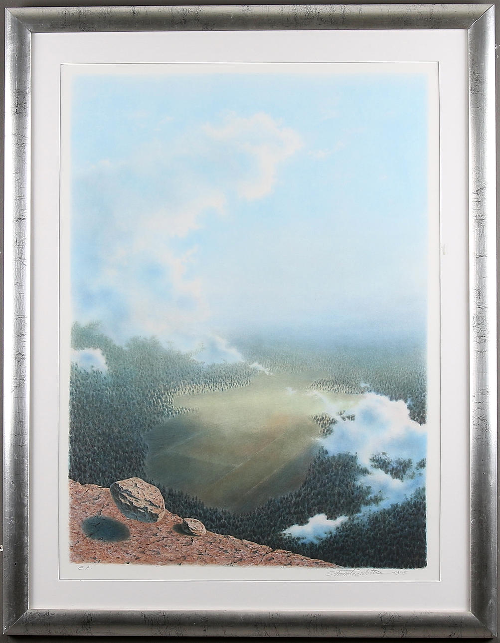 ANNA TORESDOTTER. Landskapsvy, litografi, EA. Signerad och daterad 1988.