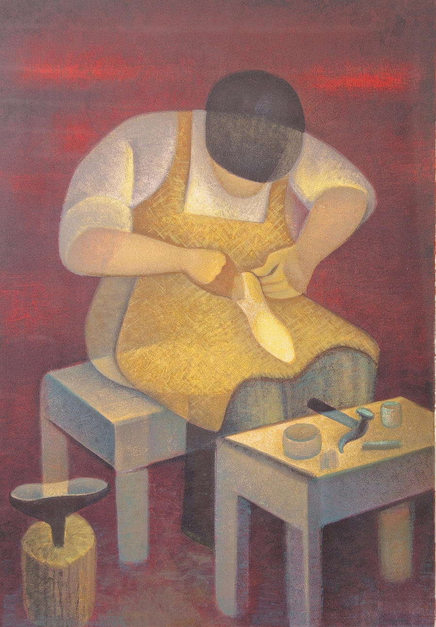 LOUIS TOFFOLI. Skomakare, färglitografi, signerad Toffoli.