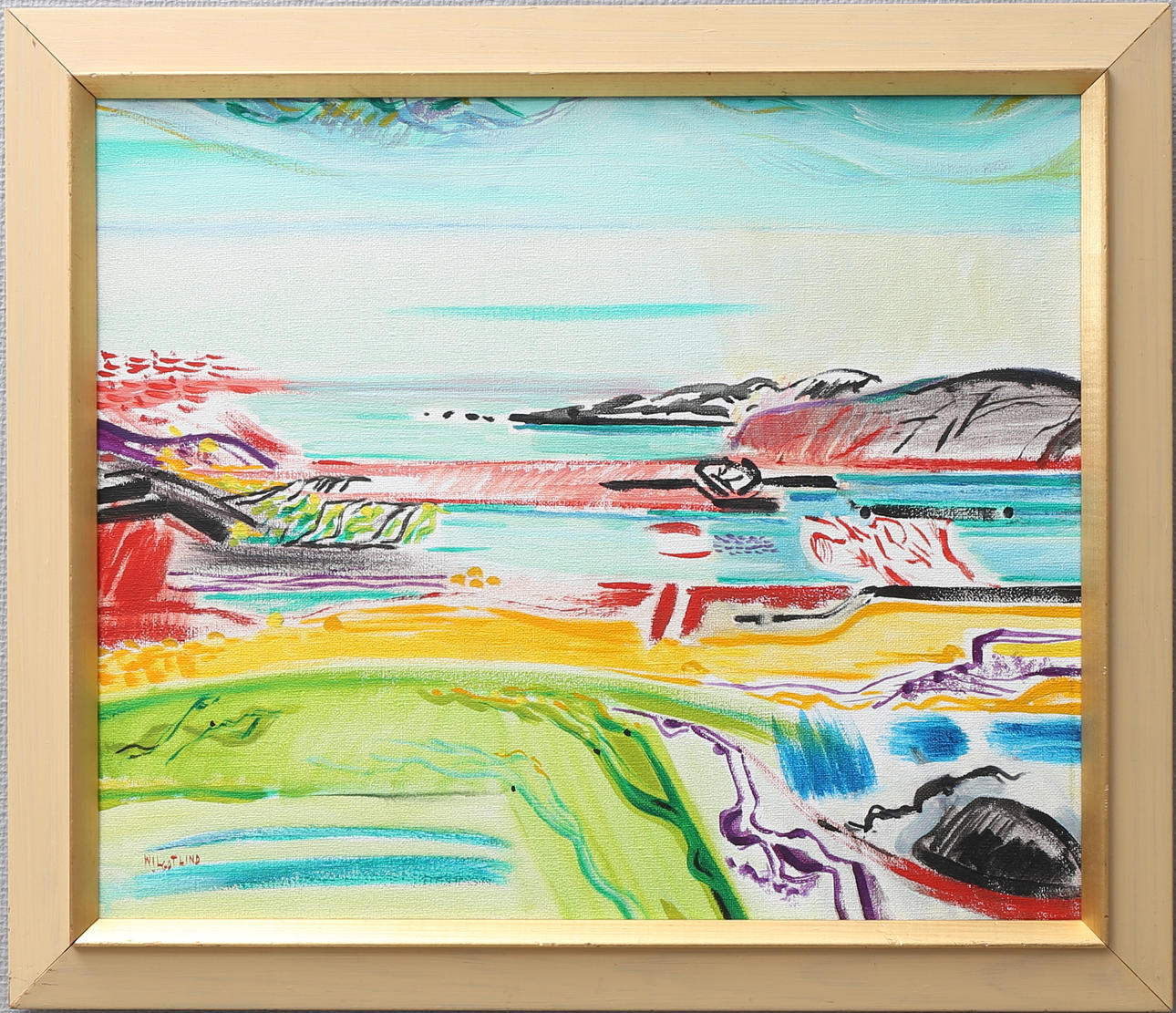 WILGOT LIND (1915-1996). "I skärgården". Olja på duk, signerad.