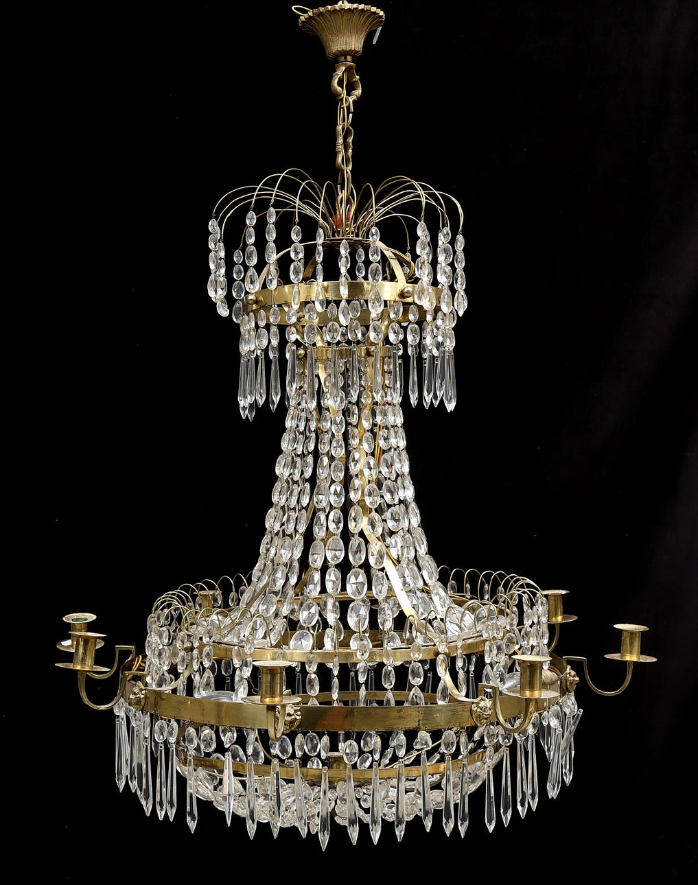 LJUSKRONA, sengustaviansk stil, höjd med kedja ca 100 cm, 1800/1900-tal.