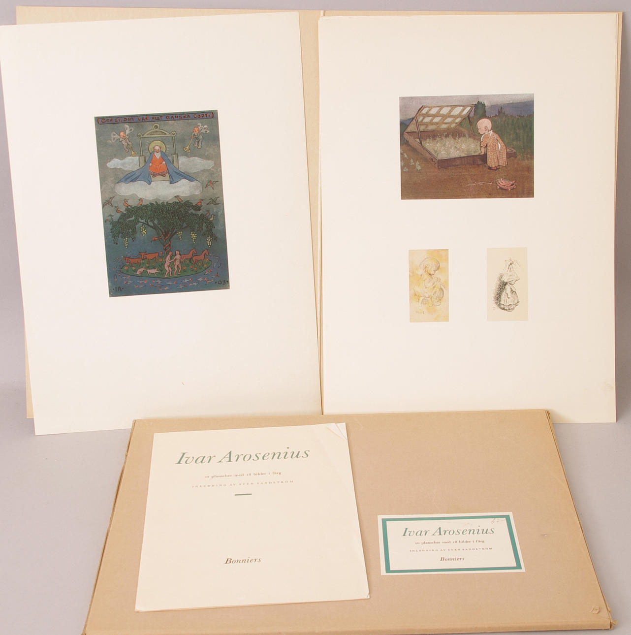 IVAR AROSENIUS. Mapp med 10 planscher med 18 bilder i färg, tryck.