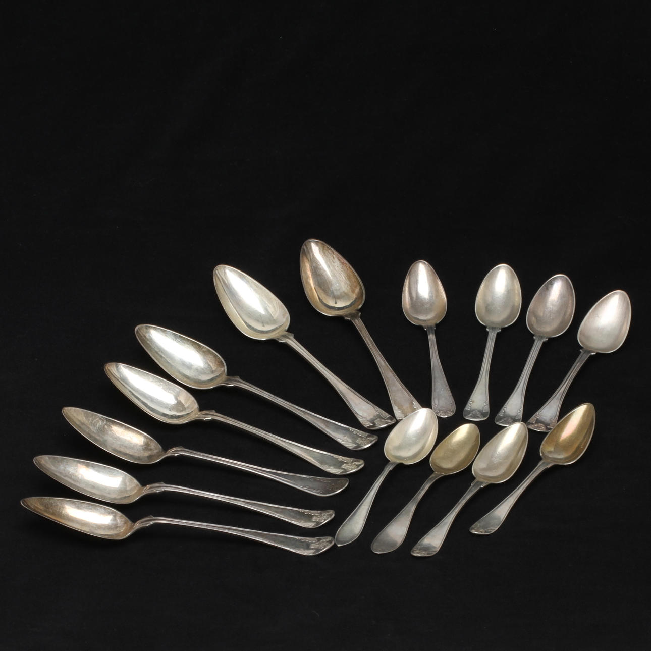 SKEDAR, 15 st, silver, varierande modeller och mästare, mestadels 1800-tal.