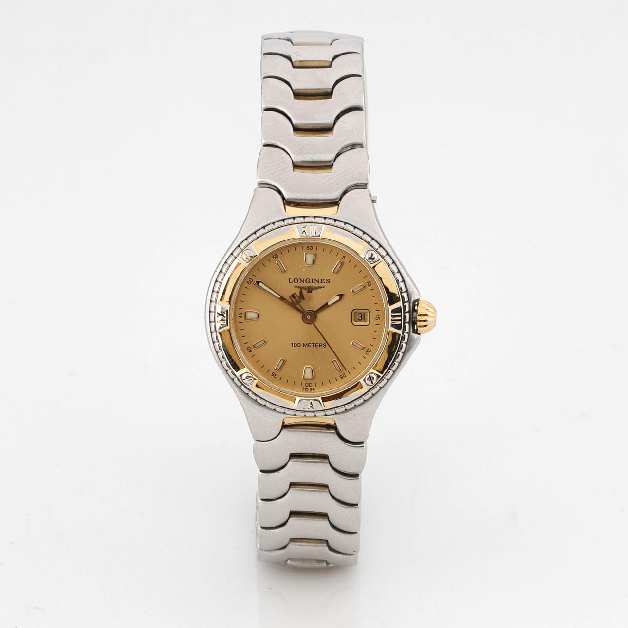 LONGINES, Wristwatch, steel, quartz, date, 2000s.