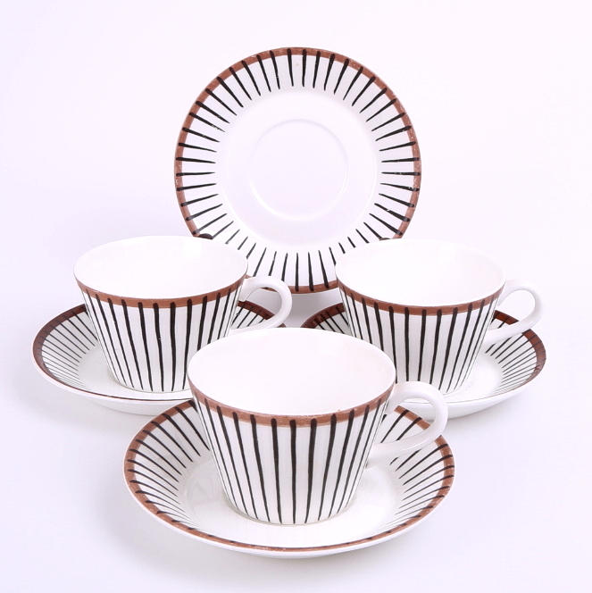 KAFFESERVIS 4 delar, benporslin, Spisa Ribb, Stig Lindberg, Gustavsberg.