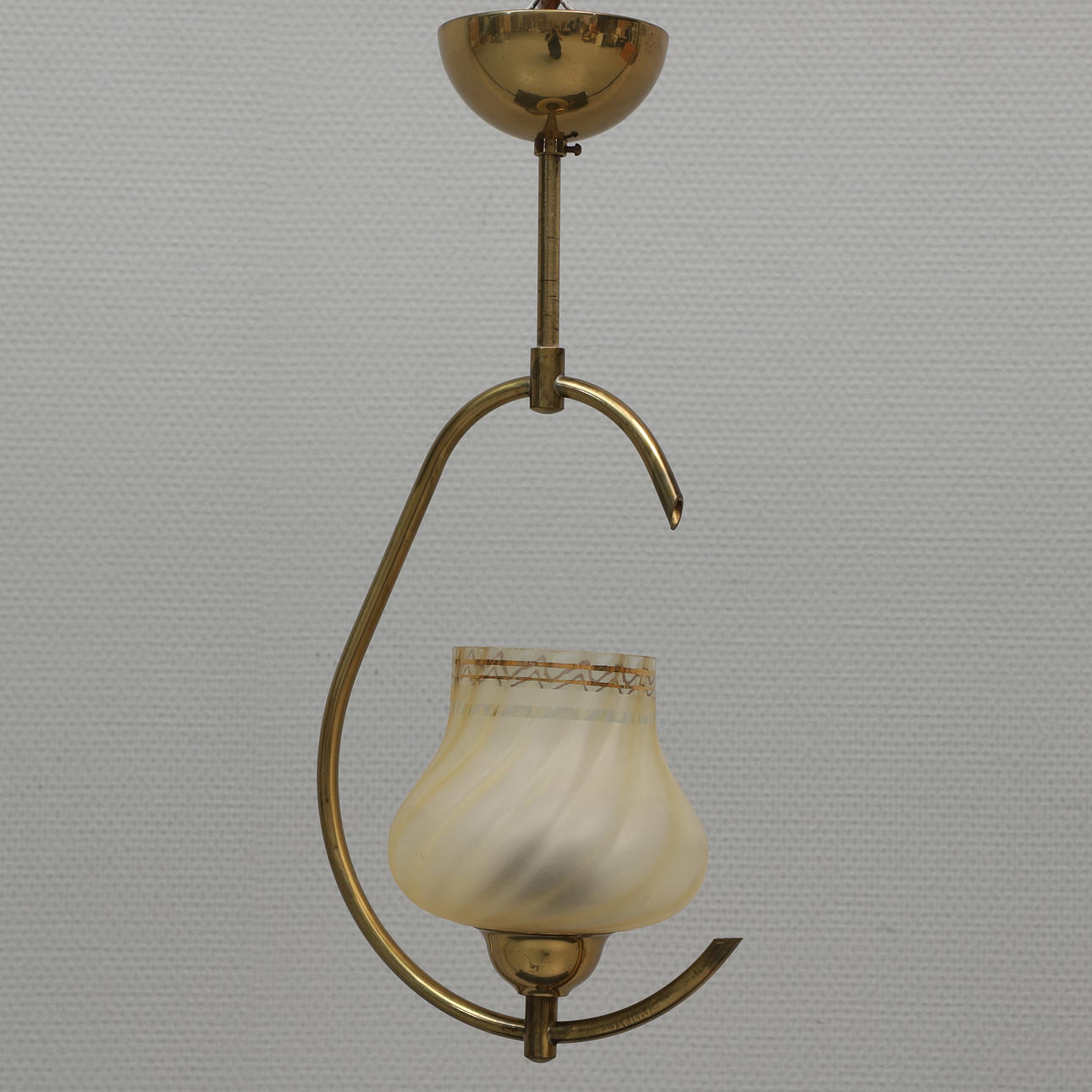 CEILING LAMP, brass with glass dome, remade.