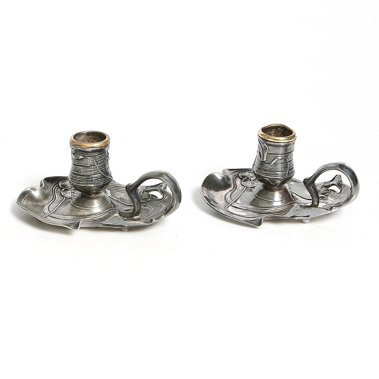 NATTLJUSSTAKAR, ett par, Jugend, Württembergische Metallwarenfabrik WMF, Tyskland. Runt sekelskiftet 1800/1900.