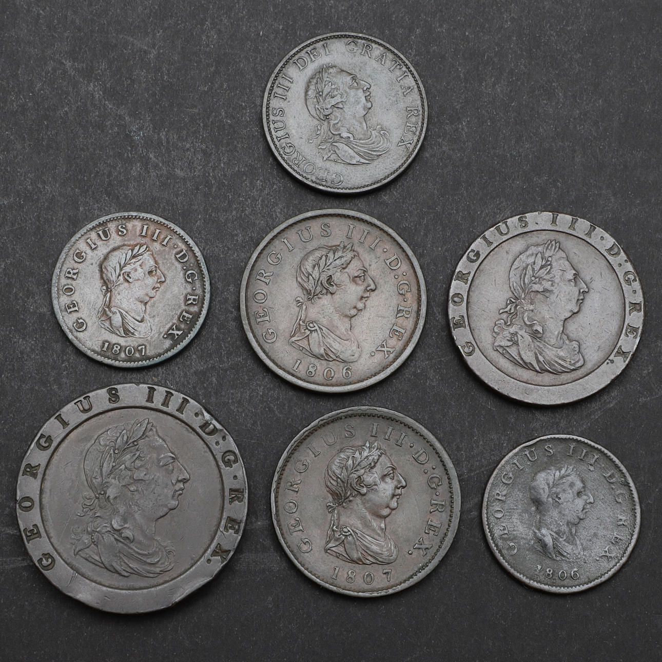 A COLLECTION OF LATE GEORGE III COPPER. 1797 AND LATER. Coins, Medals ...