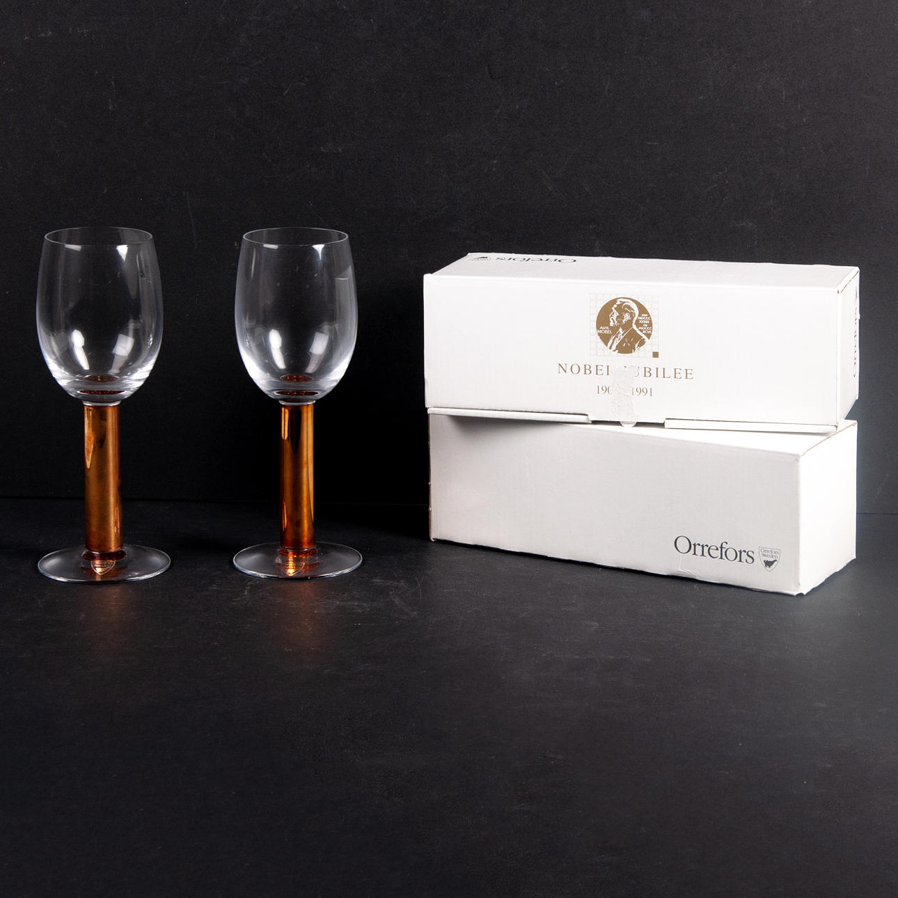 GUNNAR CYRÉN. Orrefors, "Nobel" vinglas, 4 stk.