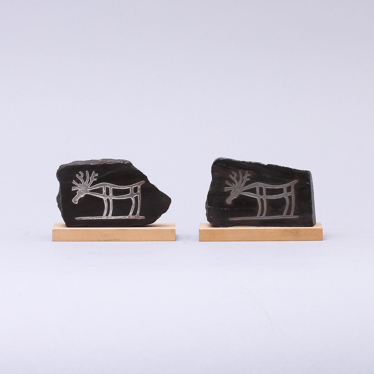 SKULPTURER, 2 st, silver och skiffer, Börje Skogh, Gustavsberg Studio.