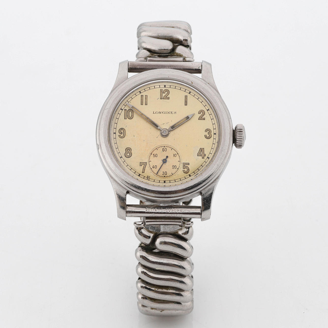 LONGINES, Wristwatch, steel, manual assignment, 1940s.