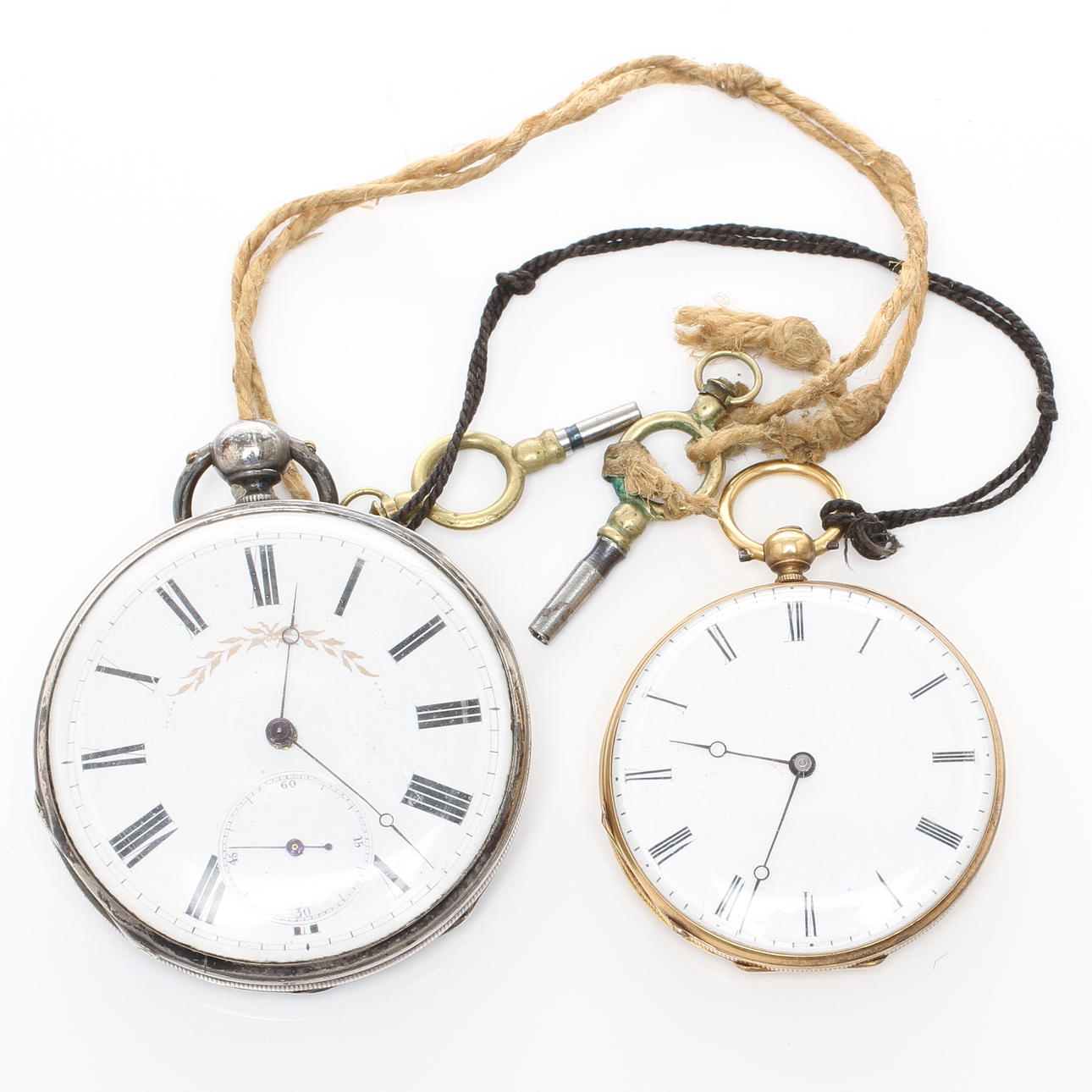 FICKUR 2 st, nyckeldragare, boett i silver respektive 18k guld.