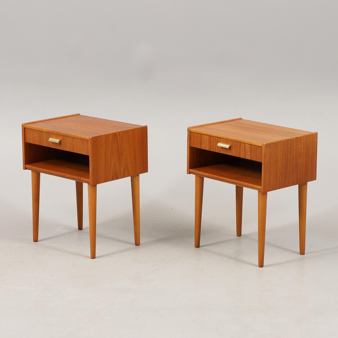 BEDSIDE TABLES, a pair, teak, 1960s/70s.