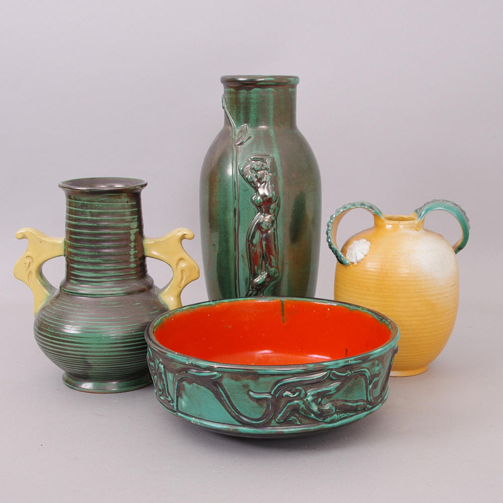 VASER SAMT SKÅL, 4 stycken, keramik, Ekeby.