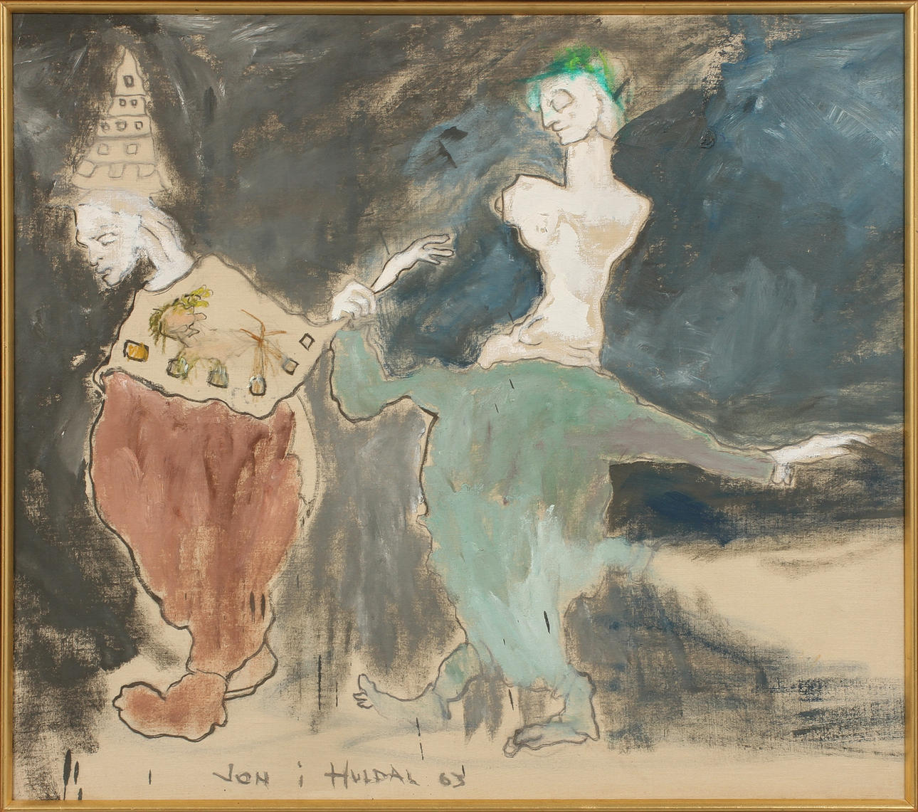 JOHN LEWIN. "Statyens avsked", olja på duk, signerad a tergo.