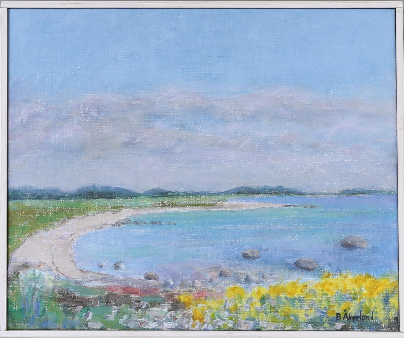 BIRGER ÅKERLUND. "Stranden vid Strandtorp, N:a Möckleby, Öland", akryl på duk, signerad.