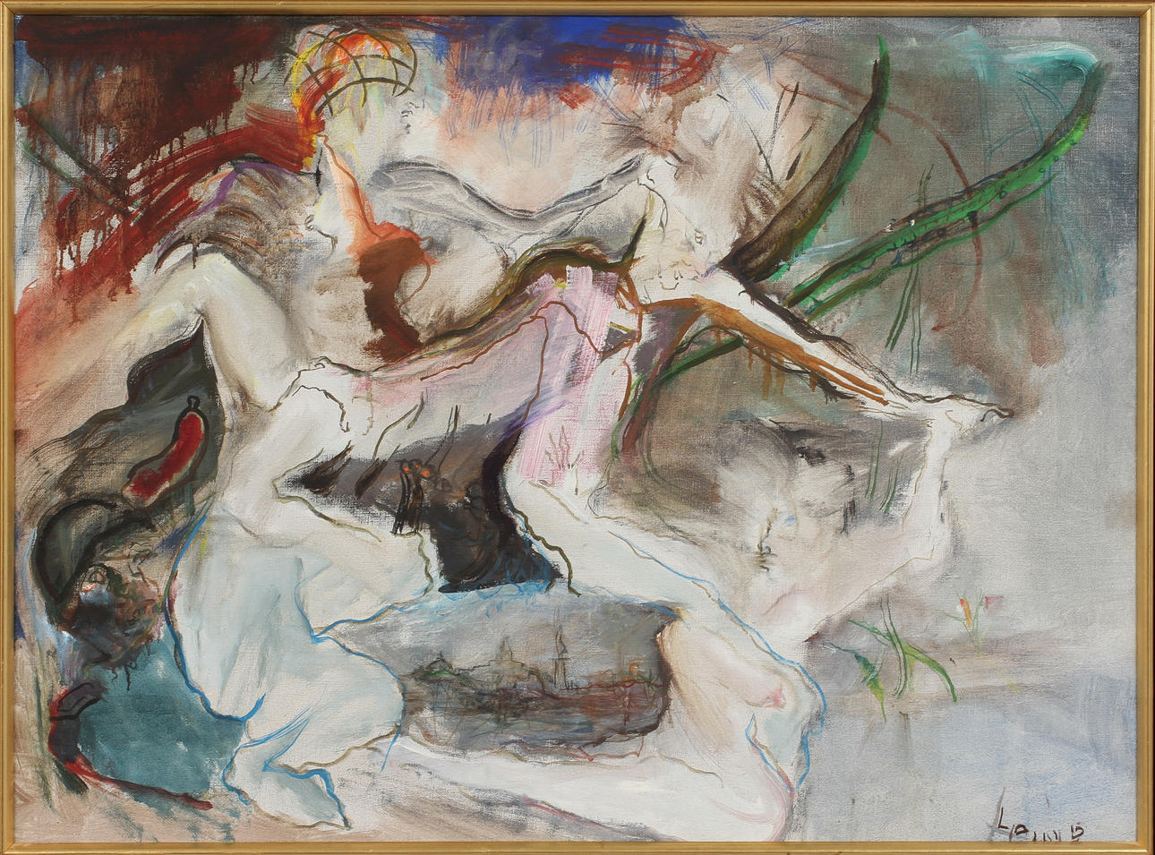 JOHN LEWIN. "Fula flugan", olja på duk, signerad.