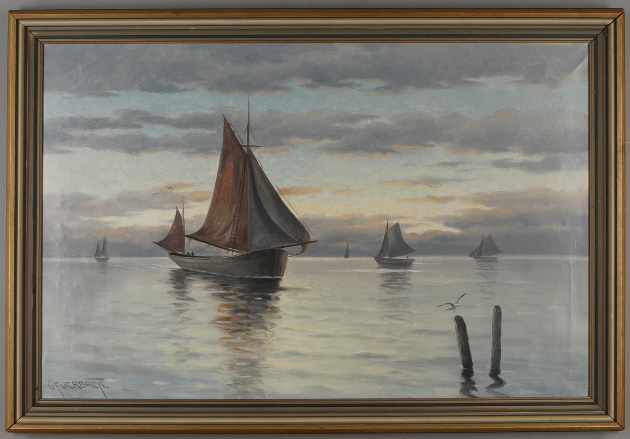 OKÄND KONSTNÄR. Marint motiv, olja på duk, signerad Öfverback.