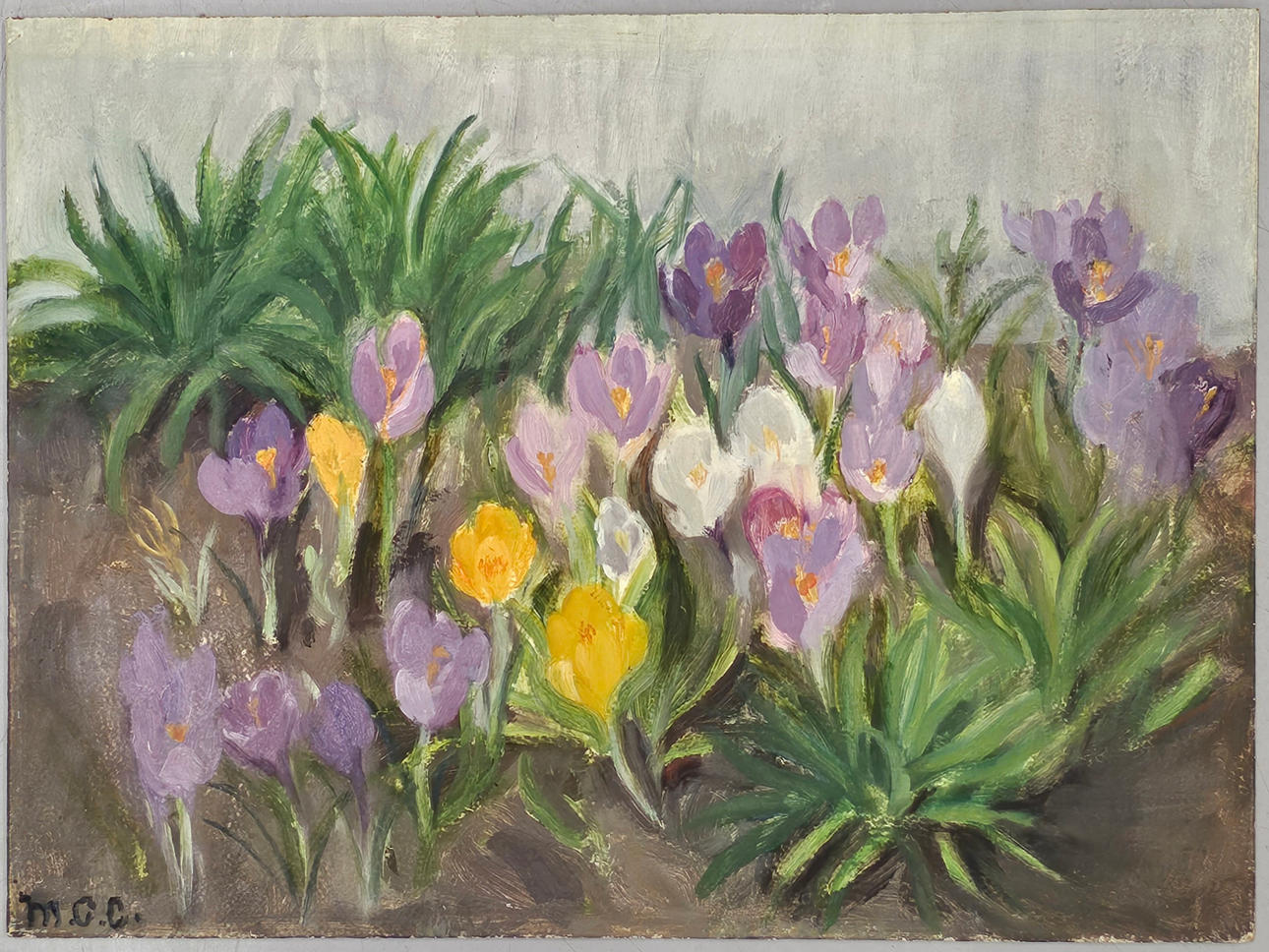 MIES CALLENFELD. TULIPANES. ÓLEO SOBRE TÁBLEX.