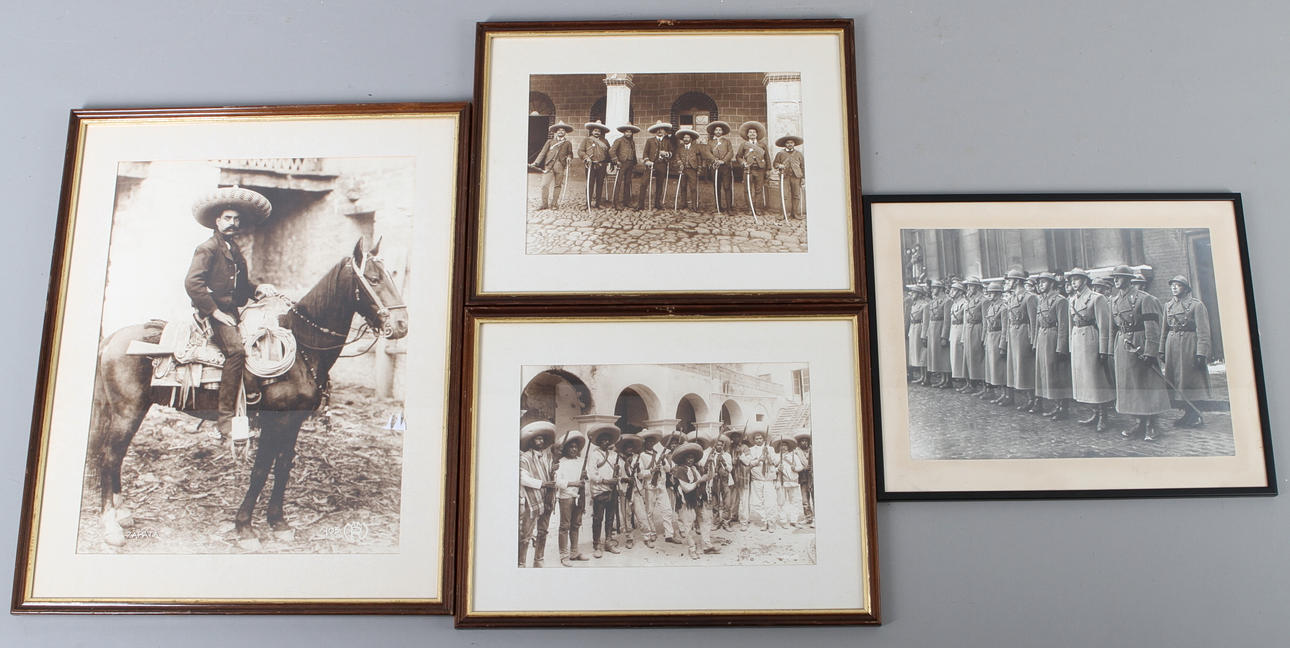 FOTOGRAFIER, 4 st, Bl a föreställande Emiliano Zapata samt Belgiska soldater under 1:a världskriget, 1900-tal.