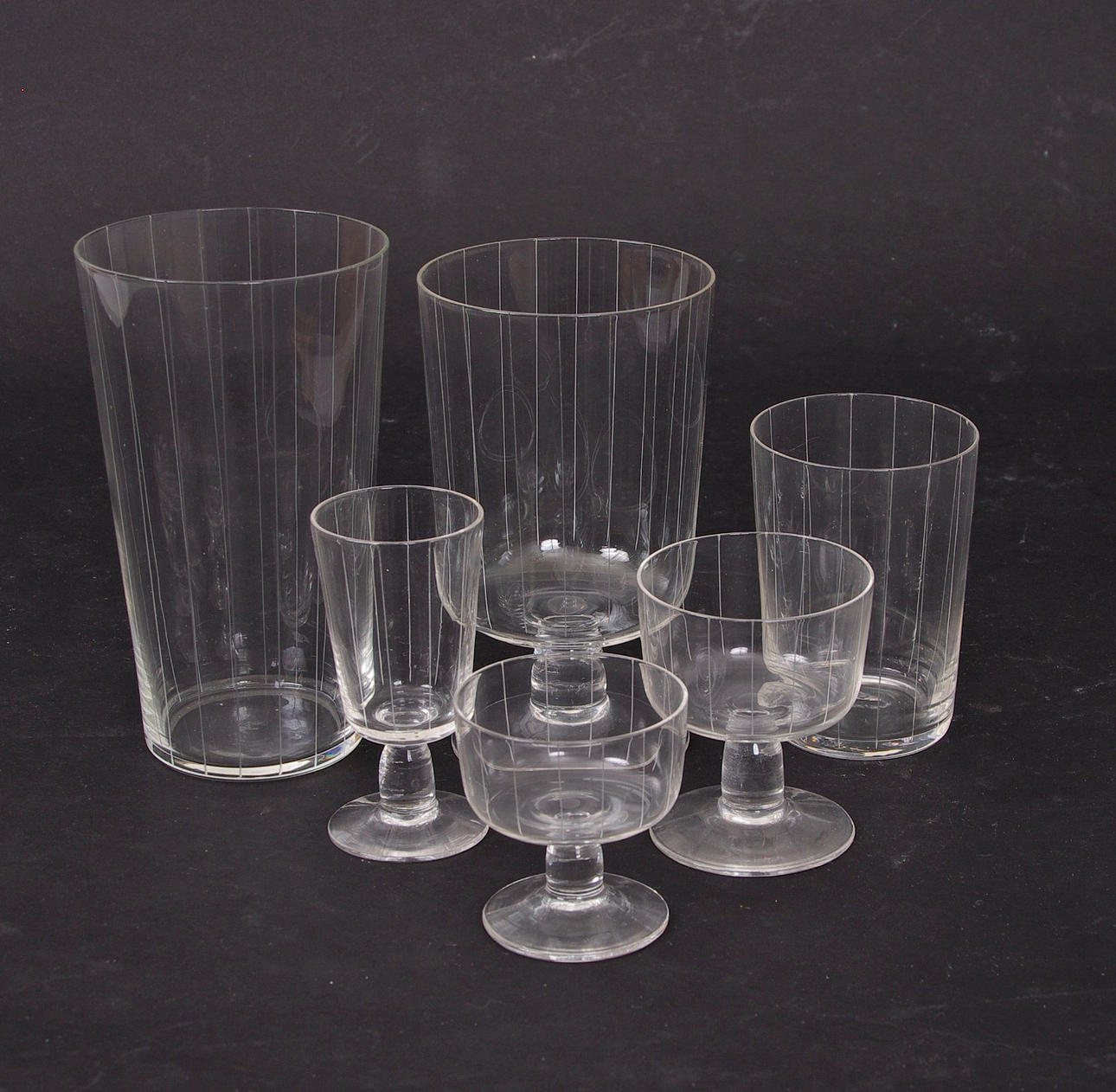 GLASSERVIS, etsad dekor, 1950/60-tal.