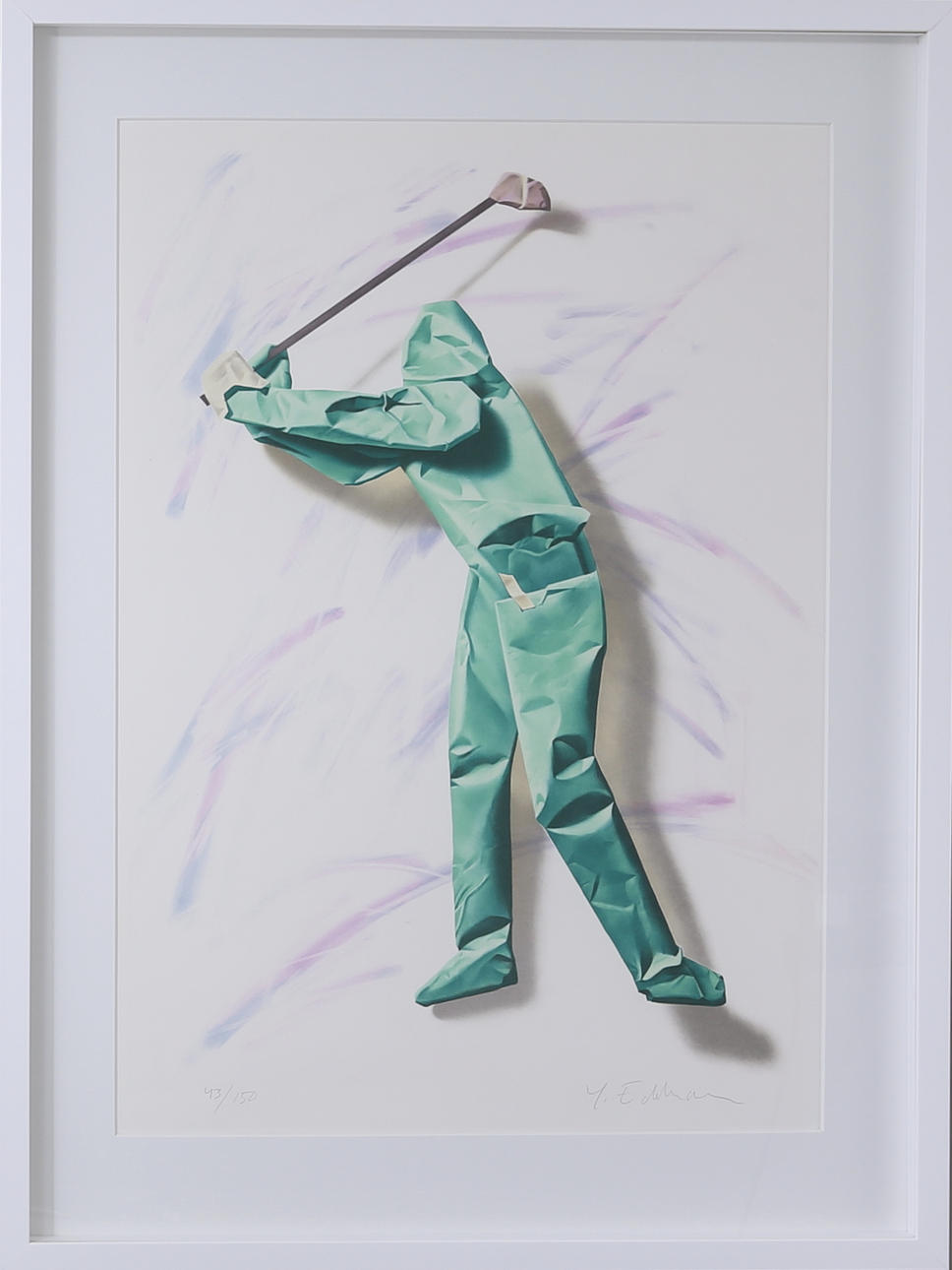 YRJÖ EDELMANN. "Golfaren", färglitografi, signerad och numrerad 43/150.