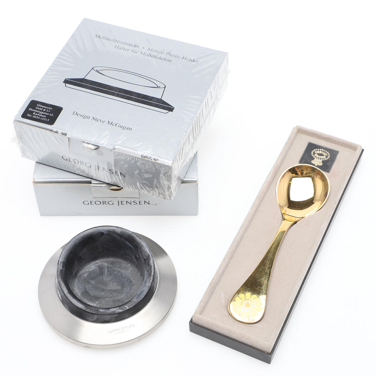 GEORG JENSEN, 3 pcs, mobile phone holder & year.