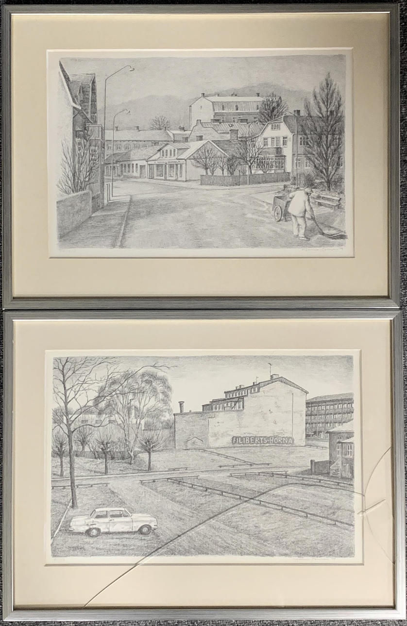 OIDENTIFIERAD KONSTNÄR. Litografier, 2 stycken.