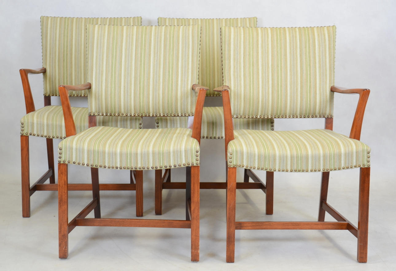 KARMSTOLAR, 4 stycken, bonad bok, 1950/60-tal.