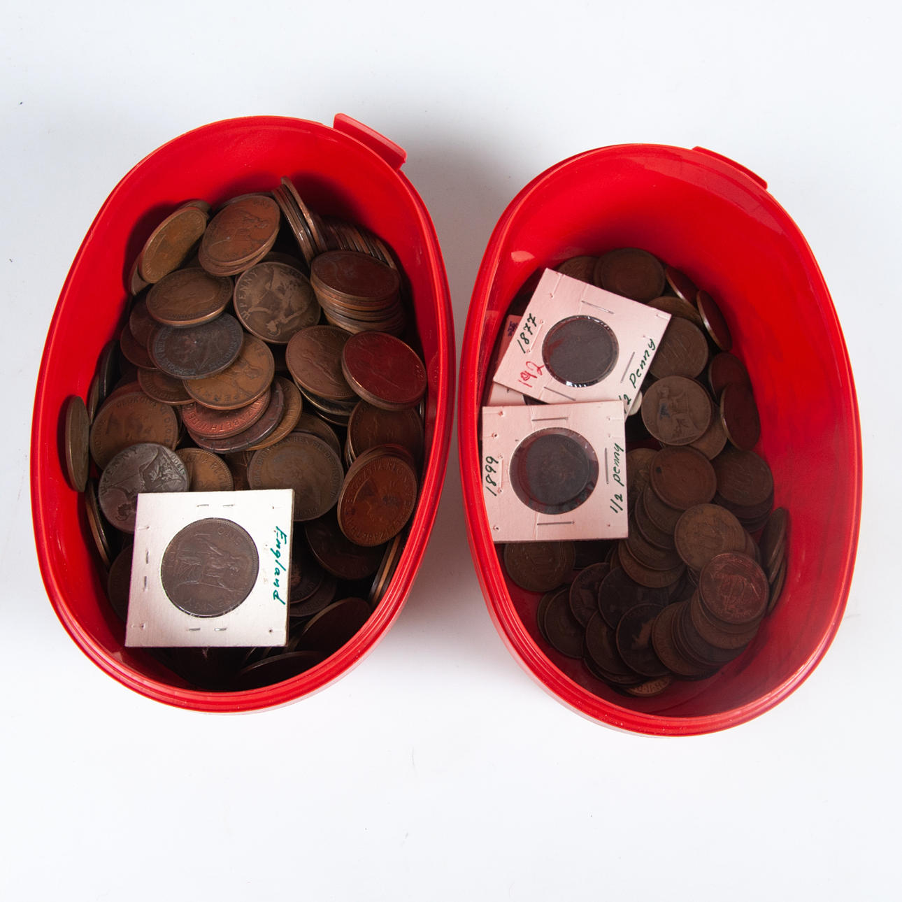 STORT PARTI ENGELSKA KOPPARMYNT FÖRE DECIMALREFORMEN.