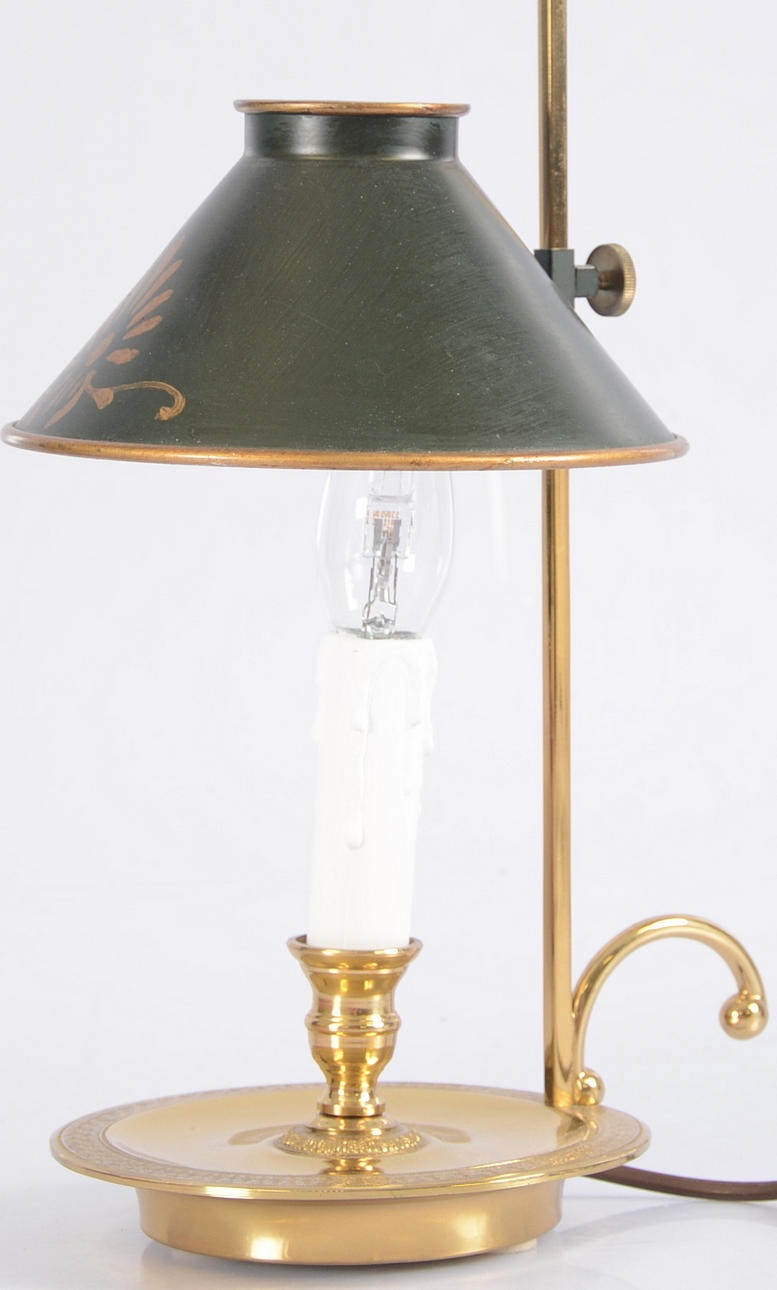 BOUILOTTELAMPA, delvis grönlackerad mässing, 1900-talets 2 hälft.