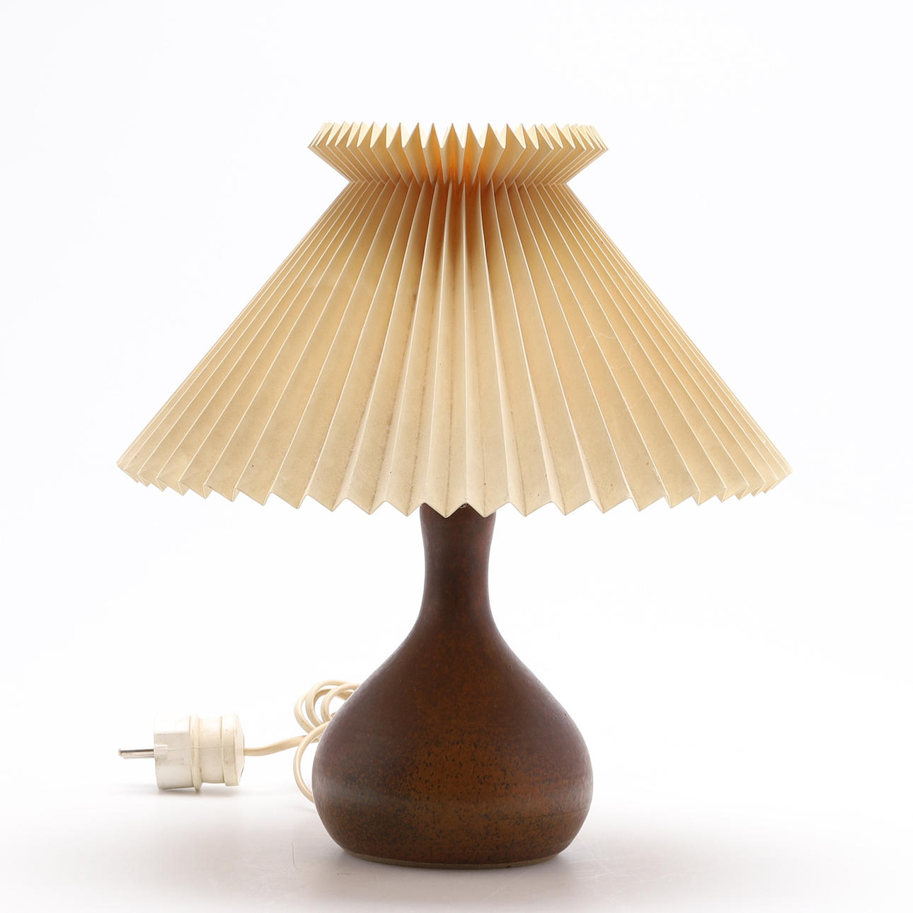 TABLE LAMP, stoneware, Le Klint shade, probably Denmark.