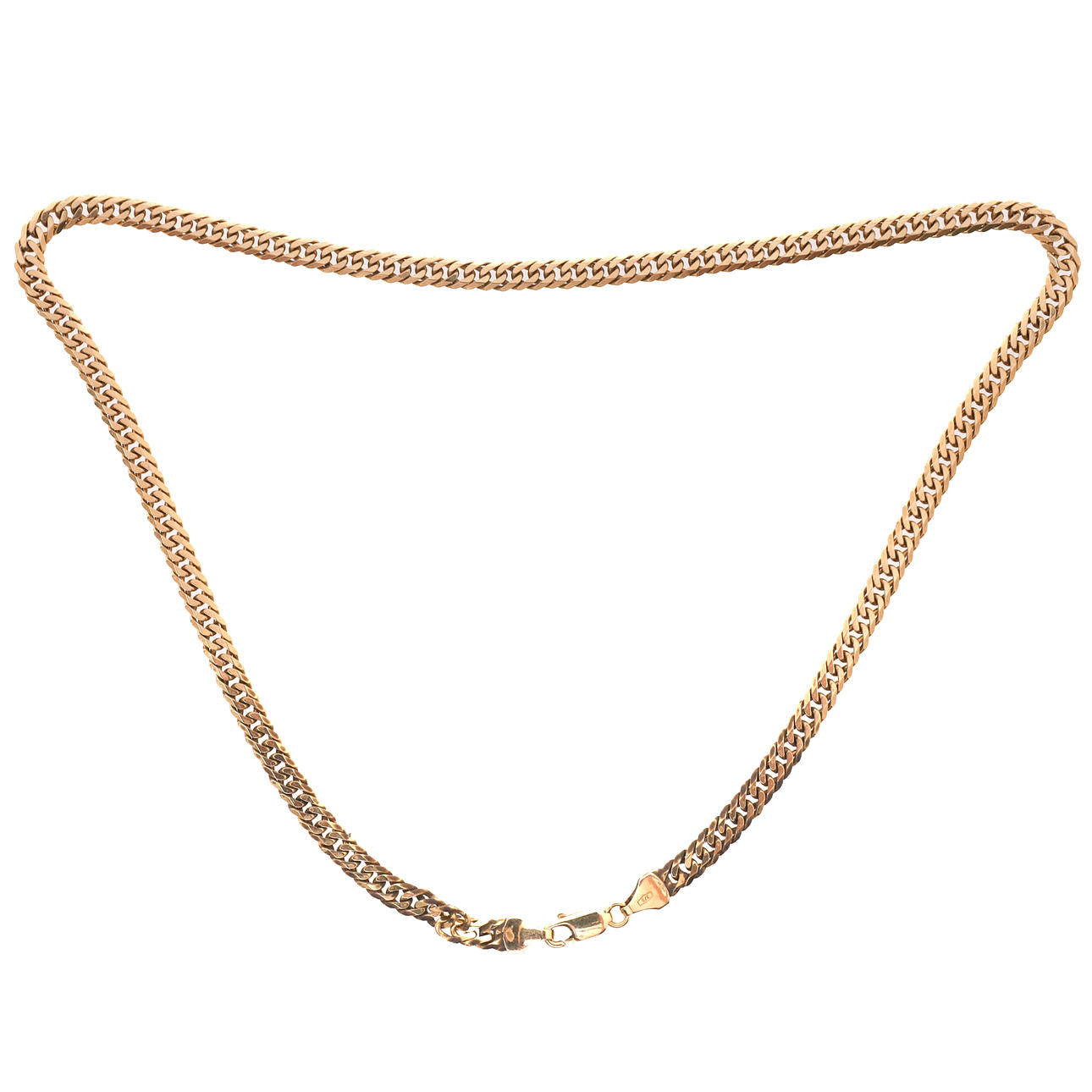 Eine moderne, abgeflachte Panzerglieder-Halskette mit dem Stempel 375.