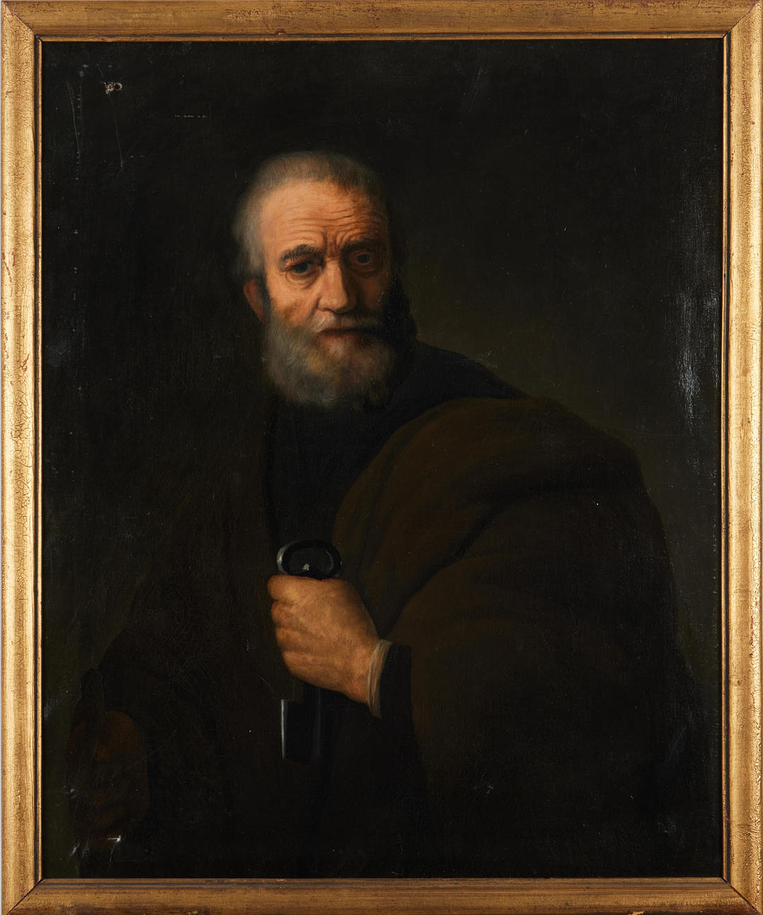OKÄND KONSTNÄR. The Apostle Peter, copy after Rembrandt van Rijn, oil on canvas, duplicated, unsigned, 18/1900s.