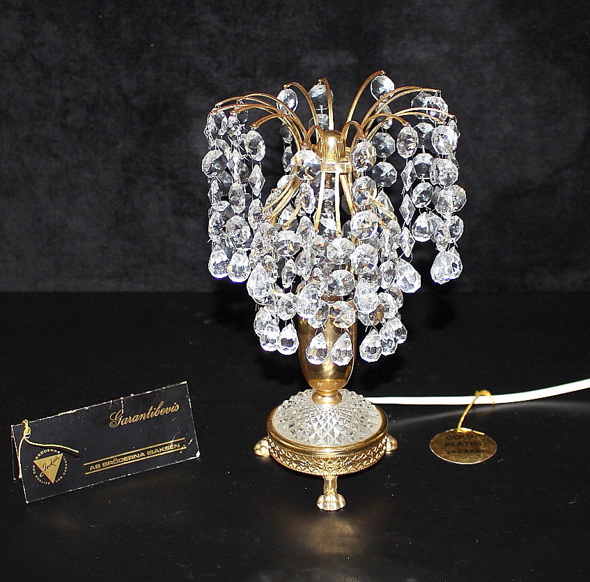 BORDSLYSTER, Böhmisk kristall, guldförgylld 24- karat, Bröderna Isaksén.