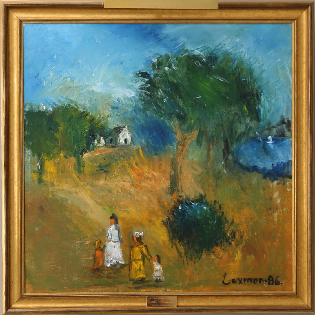 ÅKE LEXMON. Olja på duk, "Vägar skiljes vid uppbrott", ur Utvandrarsviten, signerad, daterad -86.