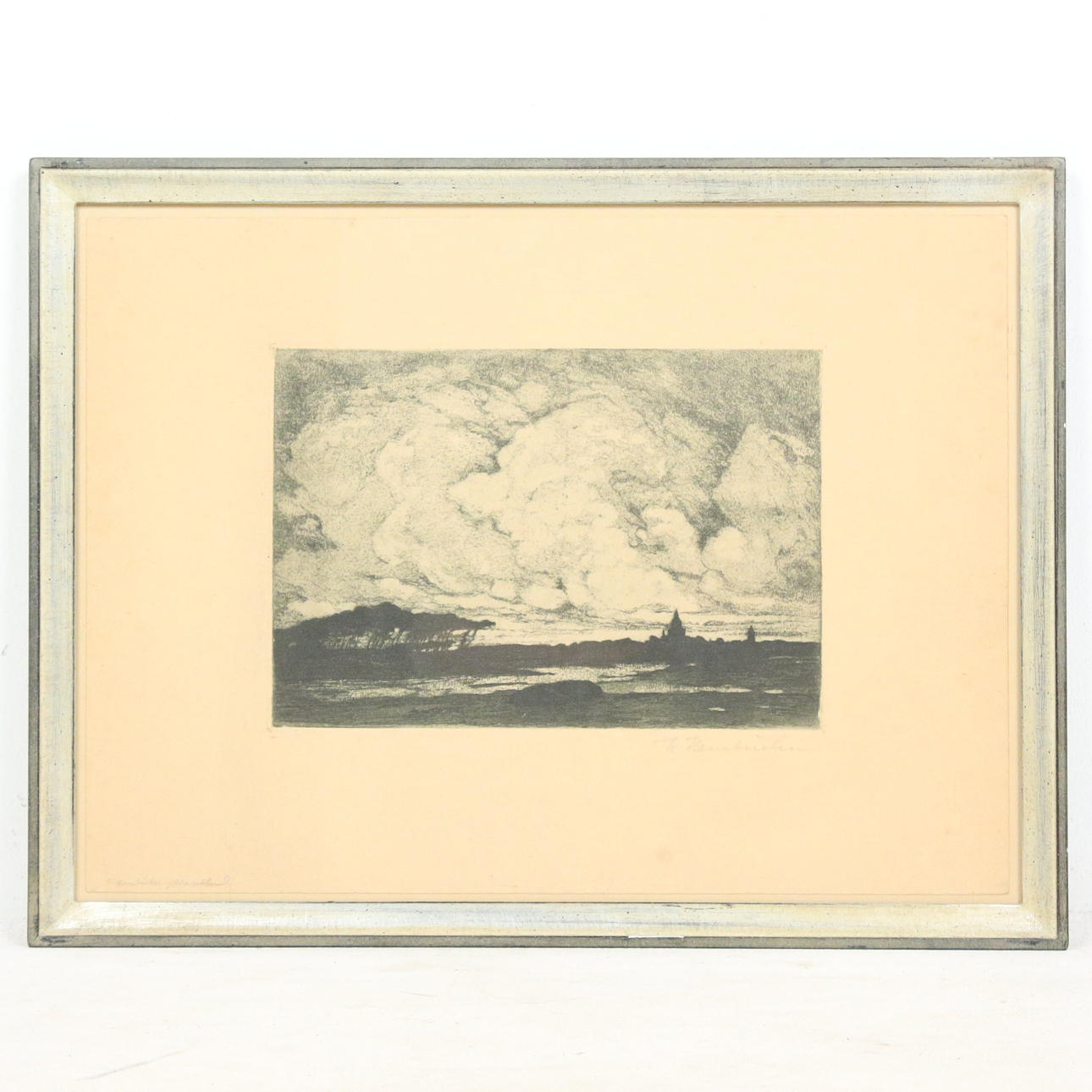 WILHELM HAMBÜCHEN. 'Flusslandschaft', Radierung, signiert.