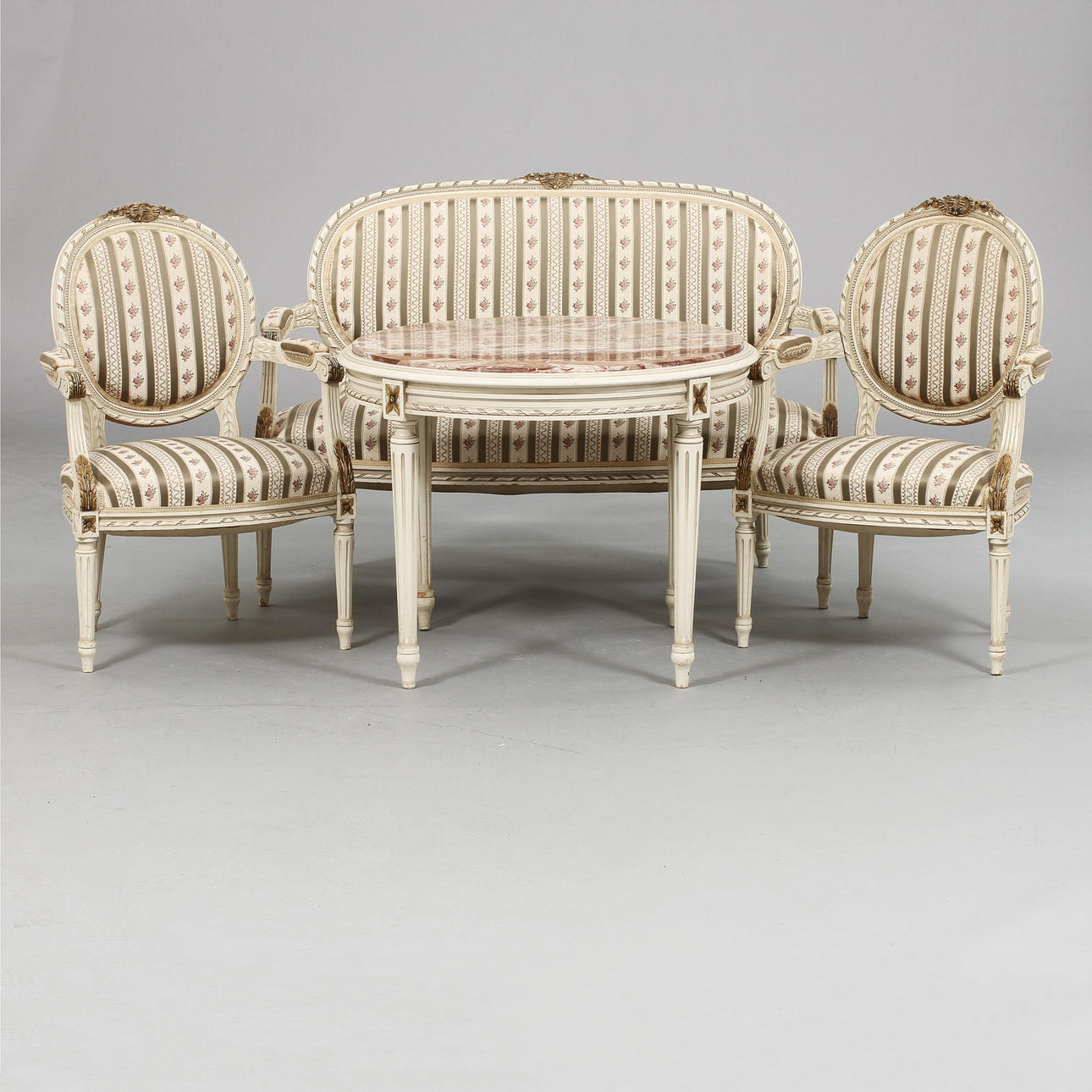 SALONGSMÖBEL, 4 delar, gustaviansk stil, 1900-tal.