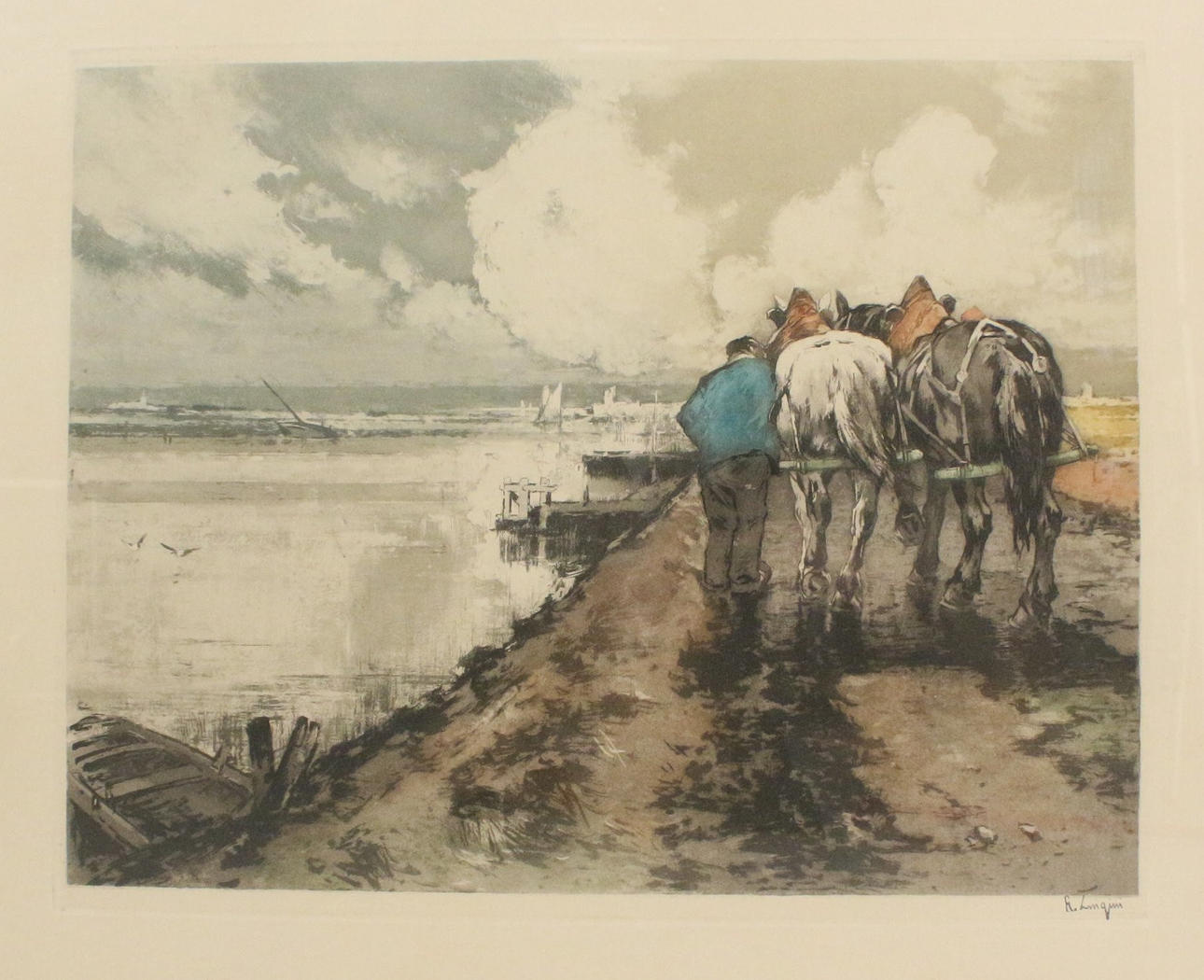 FERDINAND JEAN LUIGINI. 'Mann mit Pflug', Radierung.