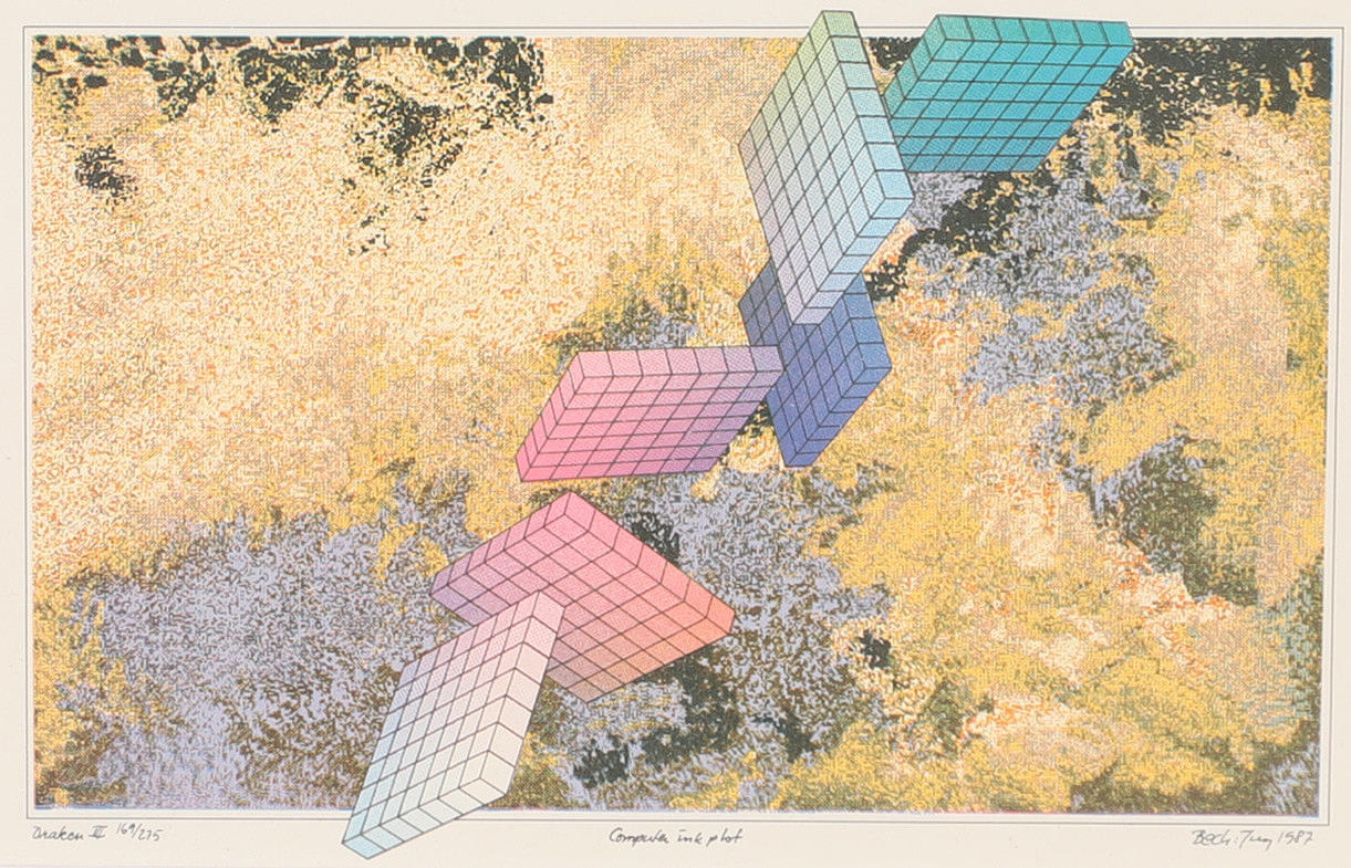 BECK & JUNG. "Draken III", computer ink plot, signerad 1987.